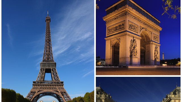 夜のエッフェル塔とセーヌ川の美しい夜景