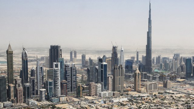 ブルジュ・ハリファとドバイファウンテンの夜景